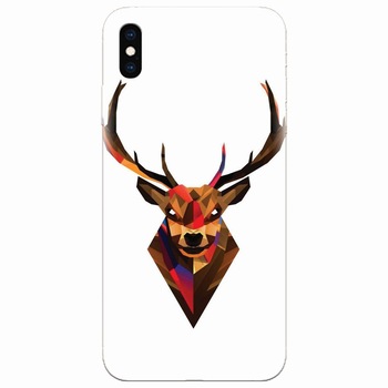 Husa silicon pentru Apple Iphone XS, Geometric Tibetan Antelope Husa silicon pentru Apple Iphone XS, Geometric Tibetan Antelope