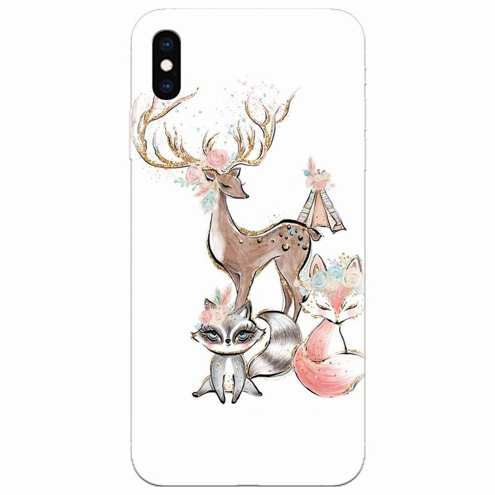 Husa silicon pentru Apple Iphone XS, Foxs And Deer
