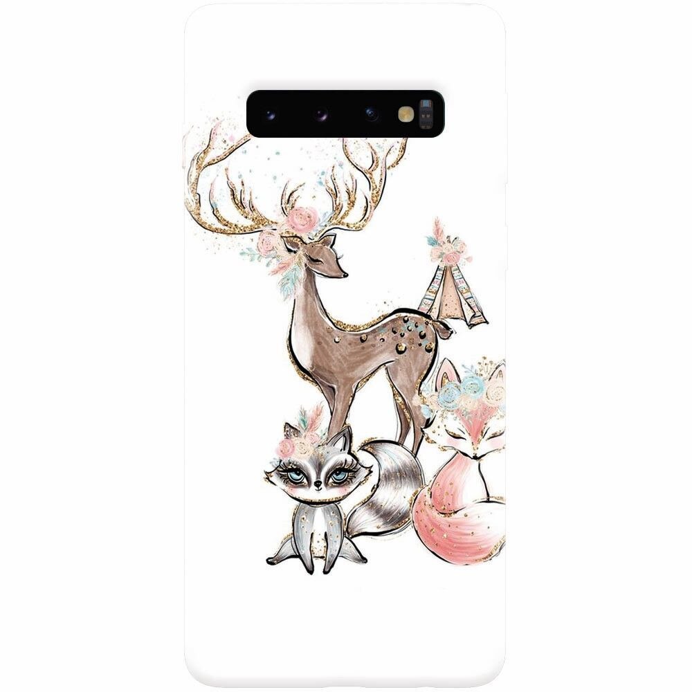 Husa silicon pentru Samsung Galaxy S10 Plus, Foxs And Deer