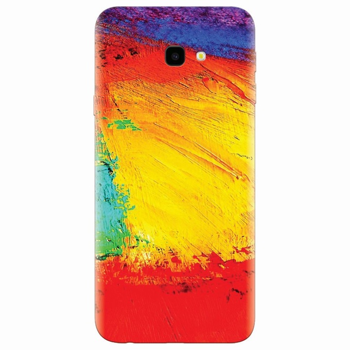 Husa silicon pentru Samsung Galaxy J4 Plus, Colorful Dry Paint Strokes Texture