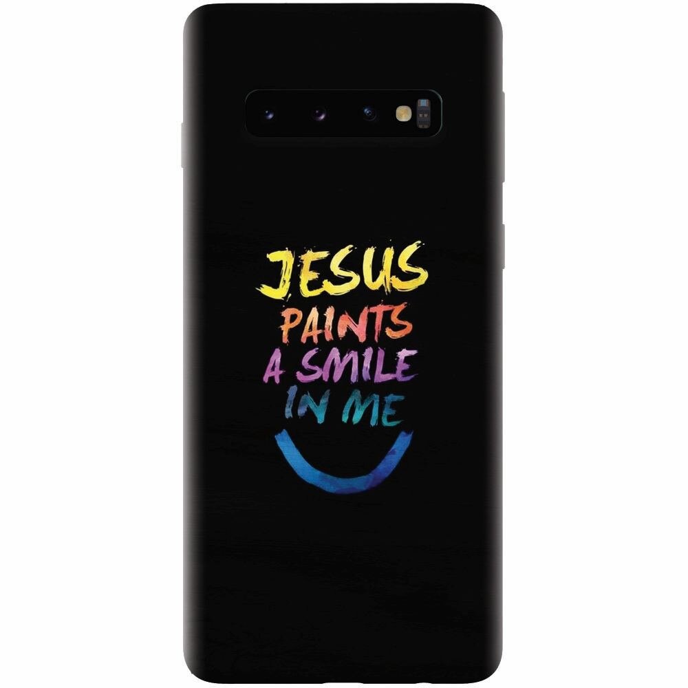 Husa silicon pentru Samsung Galaxy S10 Plus, Jesus Paints A Smile In Me
