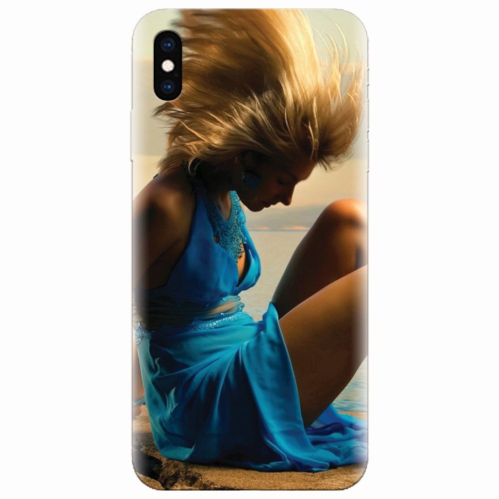 Husa silicon pentru Apple Iphone XS Max, Girl In Blue Dress