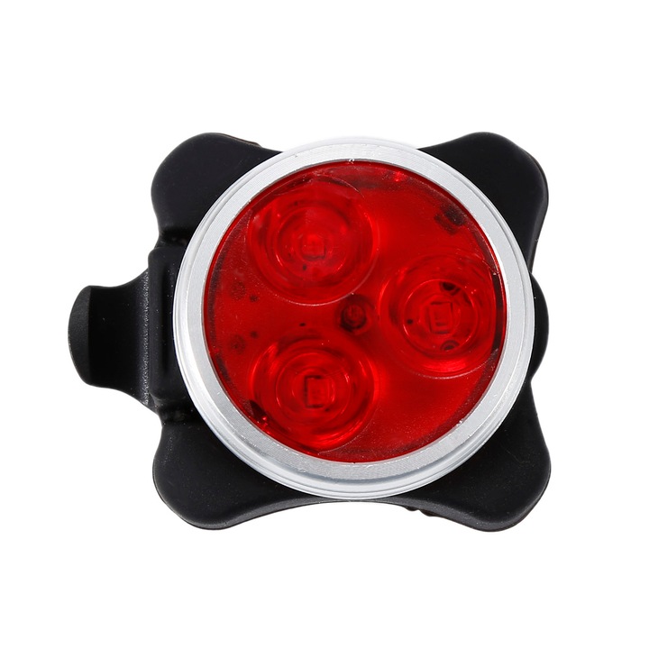 Заден стоп Carsons, 3 LED, акумулаторна USB, 4 режима на осветление, Сребрист/Черен