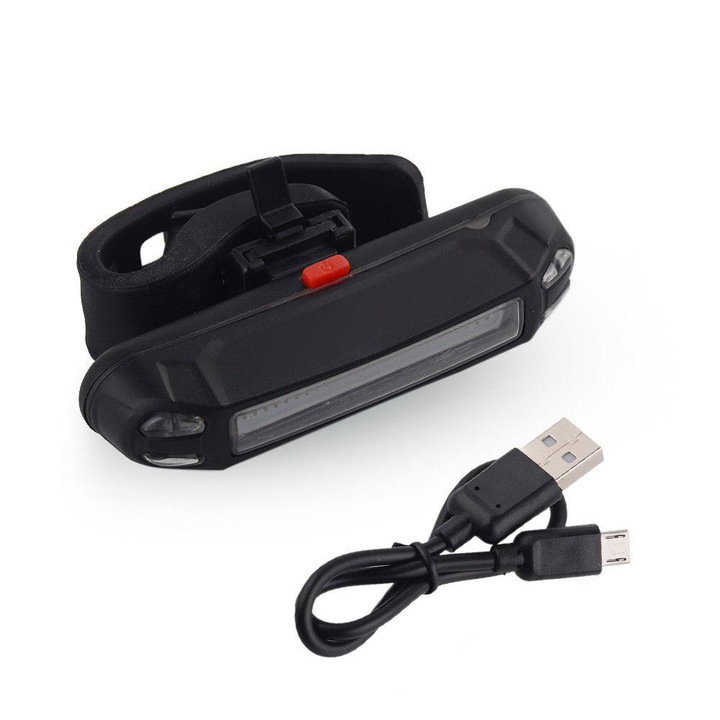 Lampa frontala LED COB, reincarcabil USB, 5 moduri luminare, negru