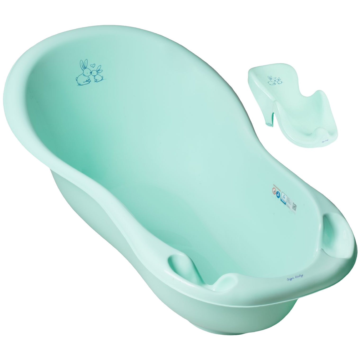 Set cadita copii Iepuras Menta 102 cm cu senzor de temperatura + suport anatomic cadita