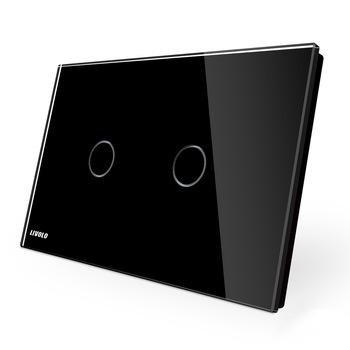 Intrerupator dublu cap scara / cap cruce wireless cu touch Livolo din sticla - standard italian, Negru Intrerupator dublu cap scara / cap cruce wireless cu touch Livolo din sticla - standard italian, Negru