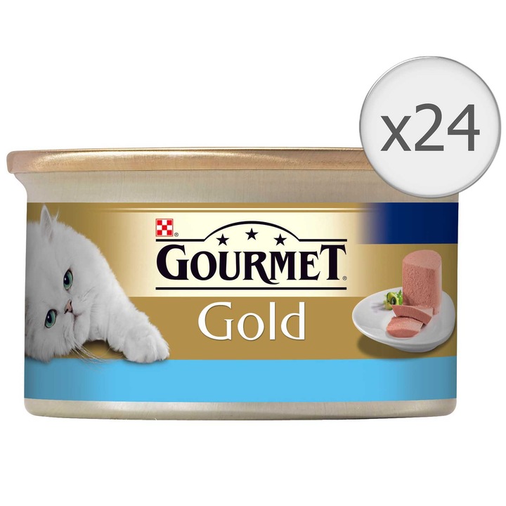 Мокра храна за котки, Gourmet Gold, Мус от риба тон, 24 x 85 гр