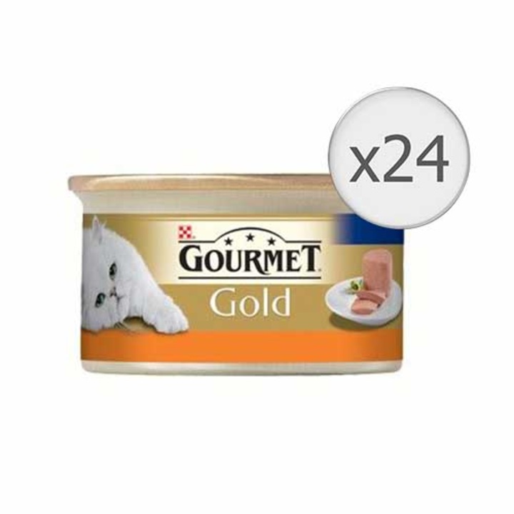 Hrana umeda pentru pisici Gourmet Gold, Mousse Curcan, 24 x 85 g