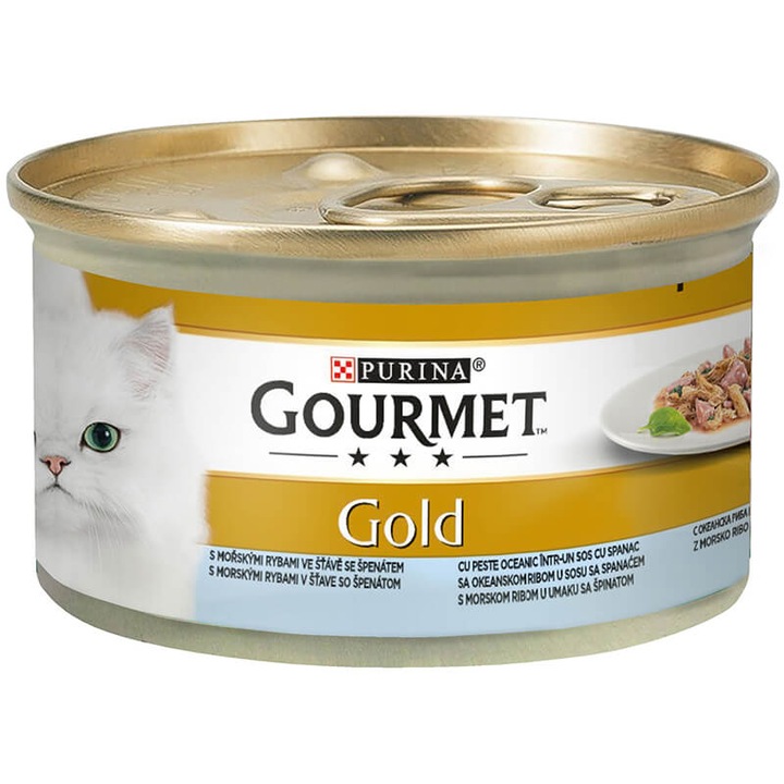Gourmet Gold nedves macskaeledel, hal és spenót, 85g