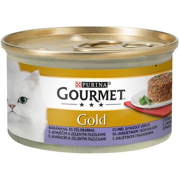 Hrana umeda pentru pisici Gourmet Gold Savoury Cake, Miel si Fasole Verde, 85g Hrana umeda pentru pisici Gourmet Gold Savoury Cake, Miel si Fasole Verde, 85g