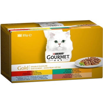 Hrana umeda pentru pisici Gourmet Gold, Multipack Vita si Pui, 4x85g Hrana umeda pentru pisici Gourmet Gold, Multipack Vita si Pui, 4x85g