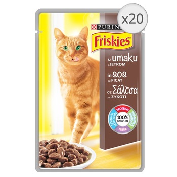Hrana umeda pentru pisici Friskies, Ficat in Sos, 20x100g Hrana umeda pentru pisici Friskies, Ficat in Sos, 20x100g