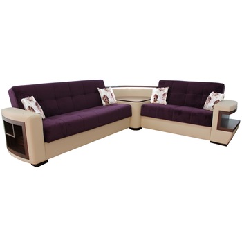Coltar Extensibil Lima,305x260cm reversibil cu led,bej-mov Coltar Extensibil Lima,305x260cm reversibil cu led,bej-mov