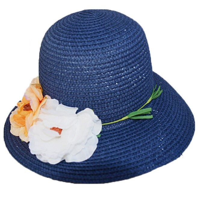 Palarie clasica cu trandafiri colorati, D&J Exclusive, Bleumarin, Universal