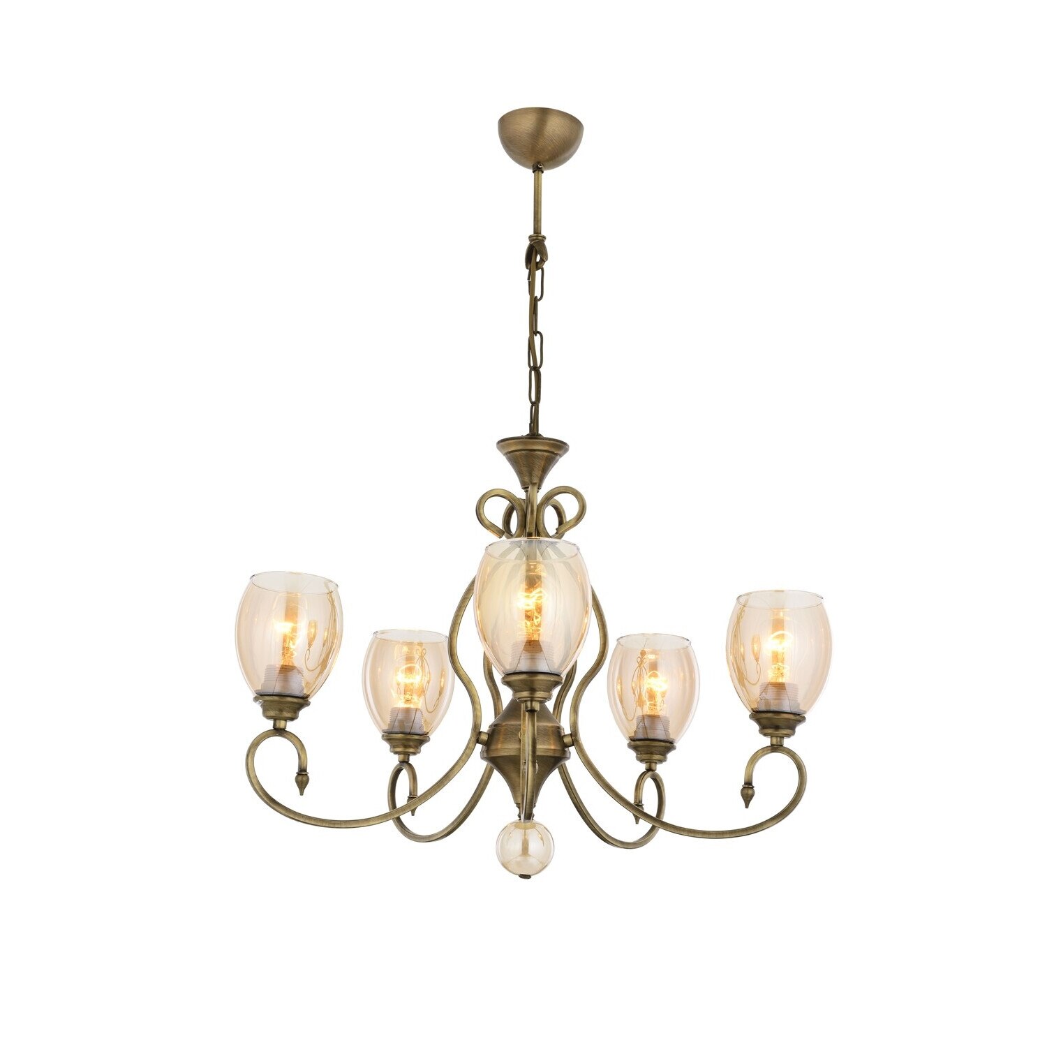 Lustra Avonni Eda 5 brate abajur culoarea mierii, finisaj Antique 5xE27 max60W