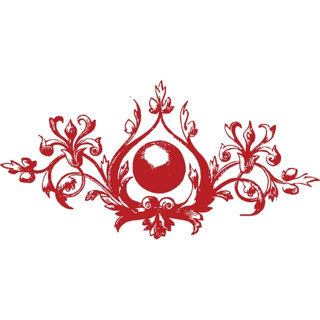 Panou de flori si frunze - Sticker Decorativ - Rosu Cardinal - 105 x 53 cm