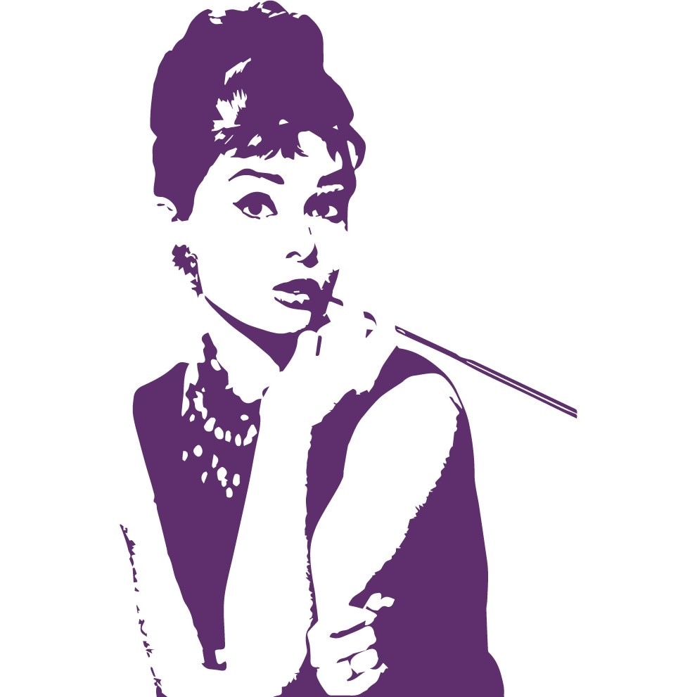 Audrey Hepburn - Sticker Decorativ - Indigo - 83 x 126 cm