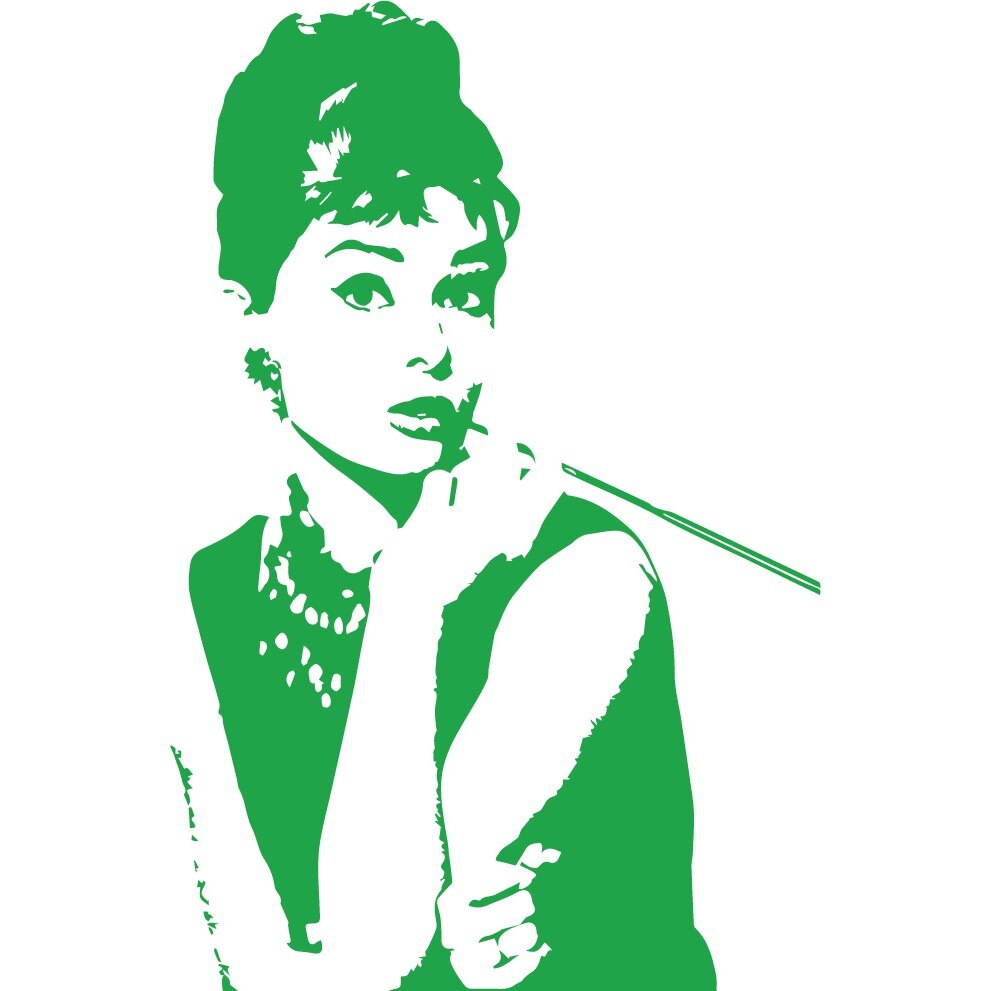 Audrey Hepburn - Sticker Decorativ - Verde - 83 x 126 cm