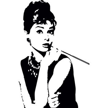 Audrey Hepburn - Sticker Decorativ - Negru - 83 x 126 cm Audrey Hepburn - Sticker Decorativ - Negru - 83 x 126 cm