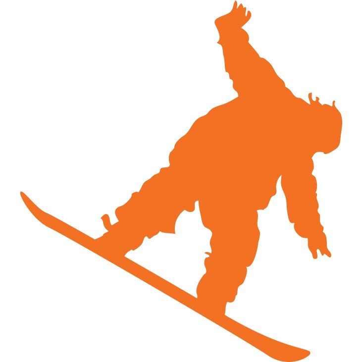 Baiat cu snowboard - Sticker Decorativ - Portocaliu - 83 x 92 cm