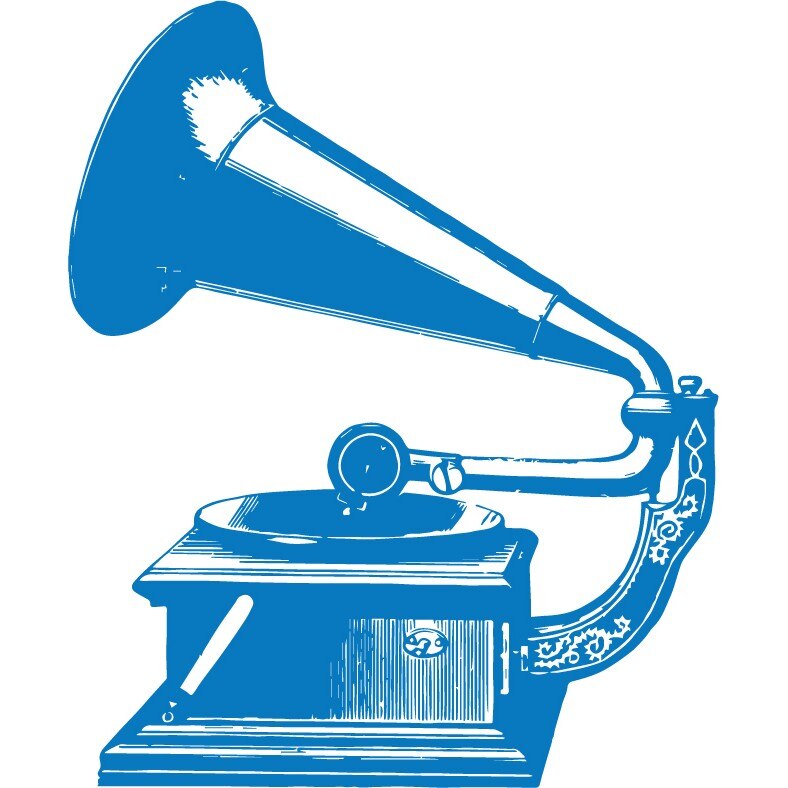 Gramofon - Sticker Decorativ - Albastru - 83 x 100 cm