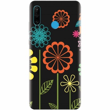 Husa silicon pentru Huawei P30 Lite, Colorful Spring Birds Flowers Vectors Husa silicon pentru Huawei P30 Lite, Colorful Spring Birds Flowers Vectors