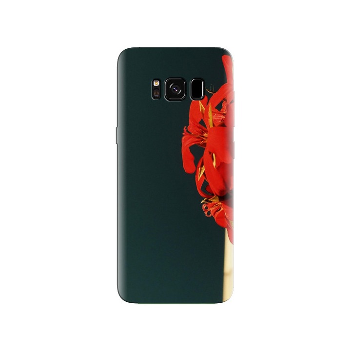 Husa din silicon compatibila cu Samsung Galaxy S8 Plus - model Red Flowers Macro