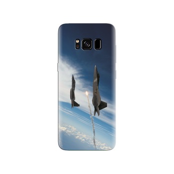 Husa Samsung S8 USA Military Plane Flying In Sky Background Husa Samsung S8 USA Military Plane Flying In Sky Background