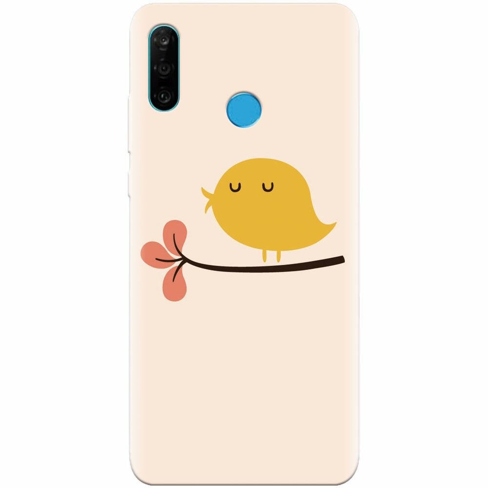Husa silicon pentru Huawei P30 Lite, Flat Minimal Cute Bird Illustration