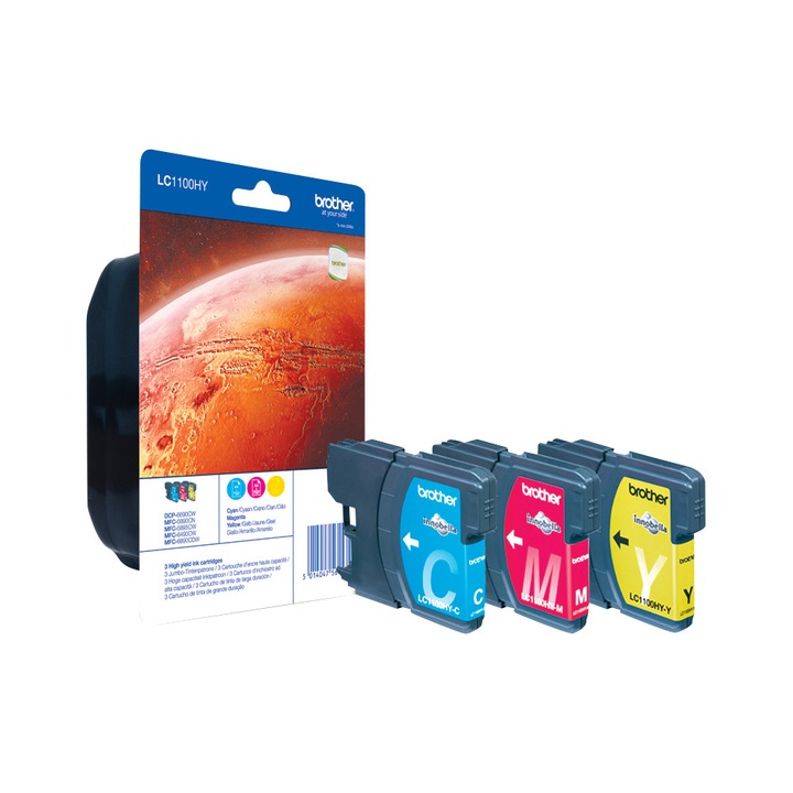 Brother eredeti tintapatron LC-1100HYRBWBP, cyan/magenta/yellow, 3x750 oldal kapacitás Brother DCP-6690CW, MFC-6490CW, výhodné balenie