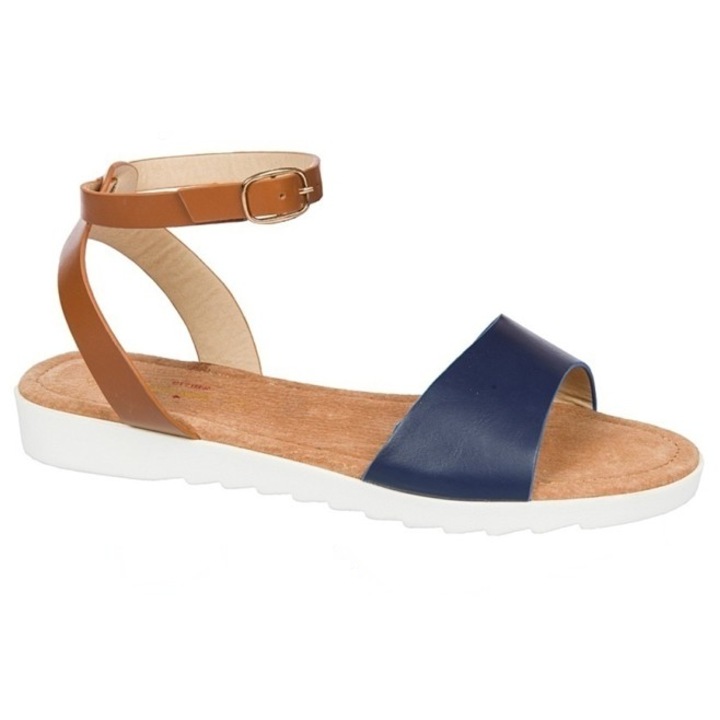 Sandale cu talpa joasa , D&J Exclusive, Bleumarin-maro, 37 EU