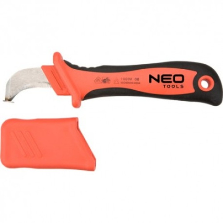 Нож NEO Tools, Стомана, Черен/Червен