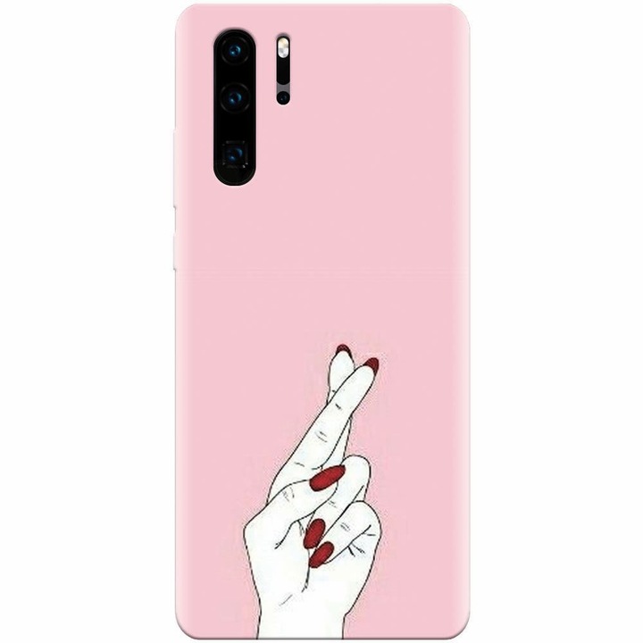 Силиконов кейс за Huawei P30 Pro, Pink Finger Cross
