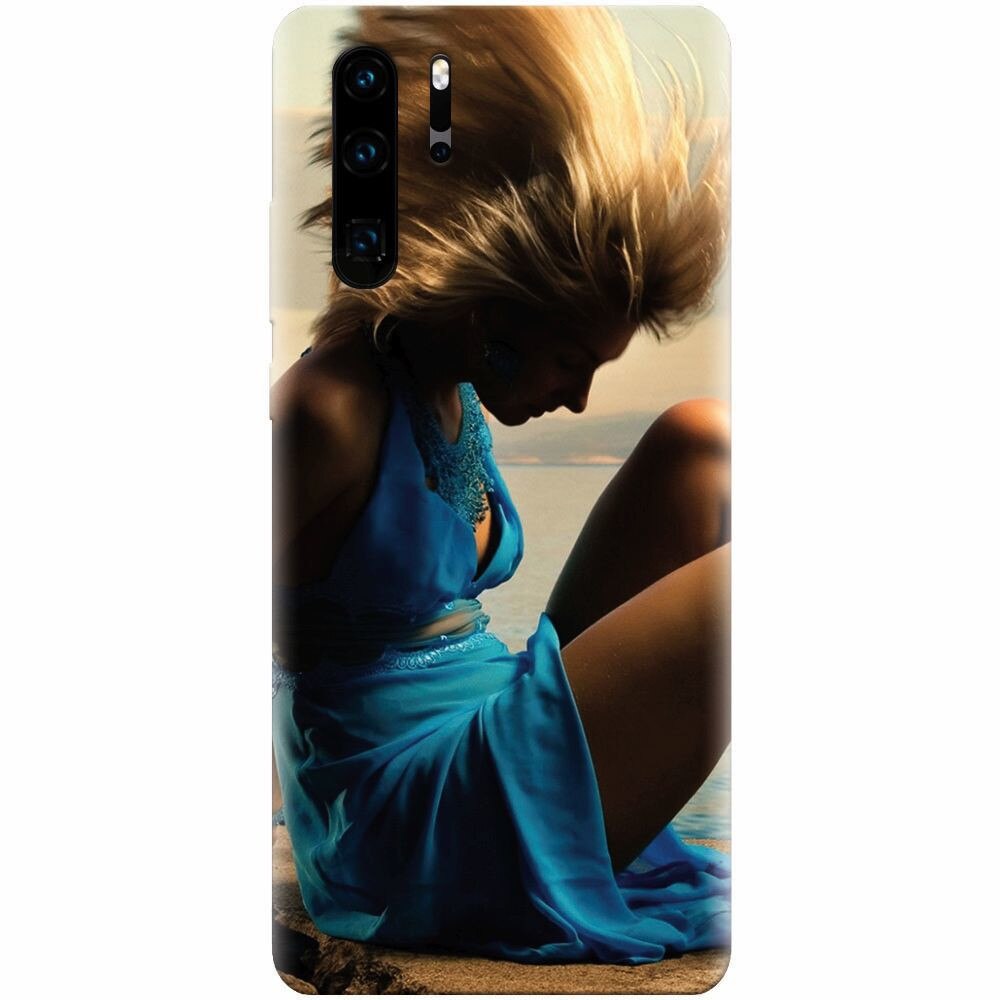 Husa silicon pentru Huawei P30 Pro, Girl In Blue Dress