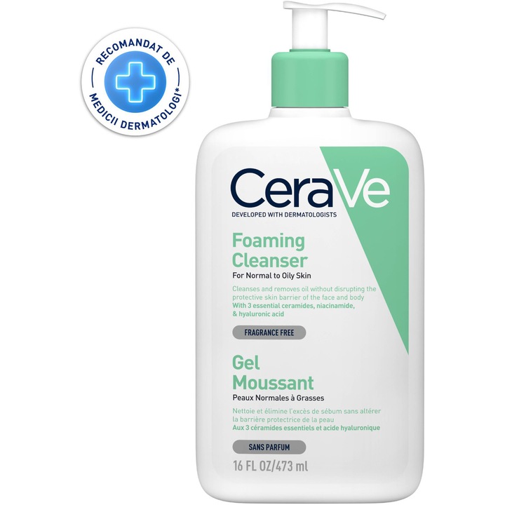 CeraVe Gel de curatare spumant pentru fata, 473 ml