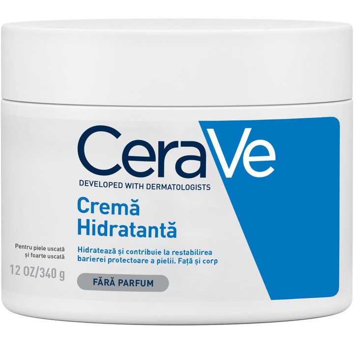Хидратиращ крем за лице и тяло CeraVe, За суха и много суха кожа, 340 гр