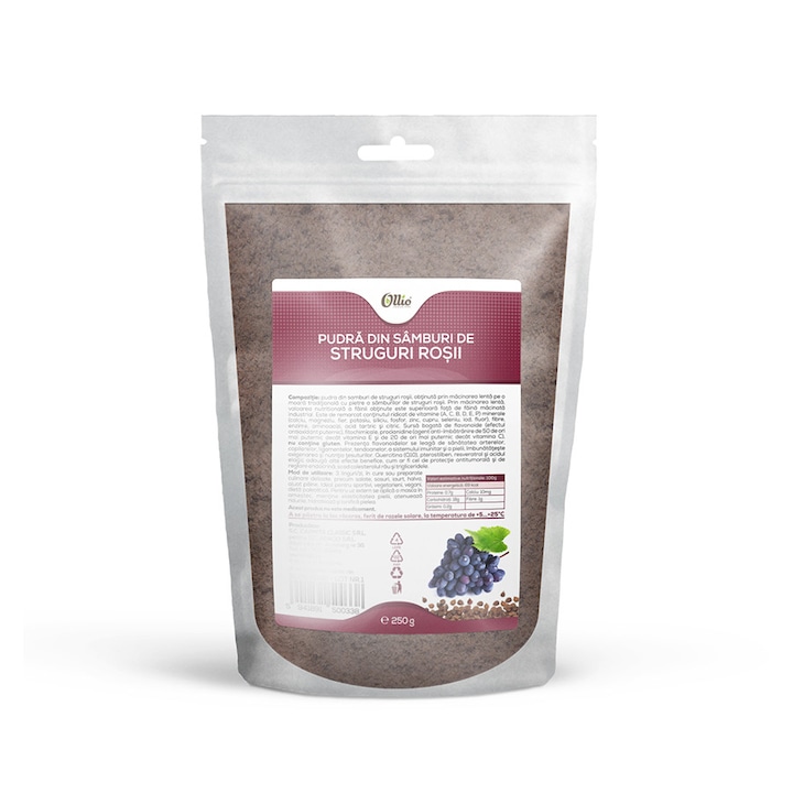 Pudra din samburi de struguri rosii 250g 100% natural
