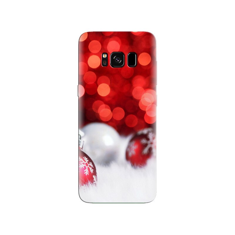 Husa Samsung S8 Christmas Red Balls Bokeh White