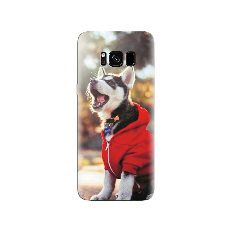Husa Samsung S8 Dog With Red Jacket Hqs Background