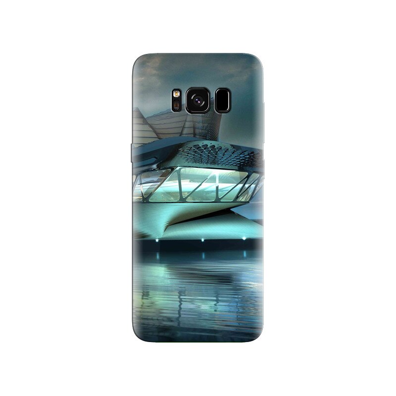 Husa Samsung S8 Plus Glass Futuristic Building Water Hd