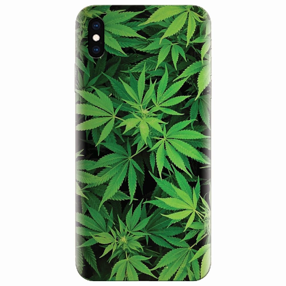 Husa silicon pentru Apple Iphone XS Max, Green Leaf Pattern