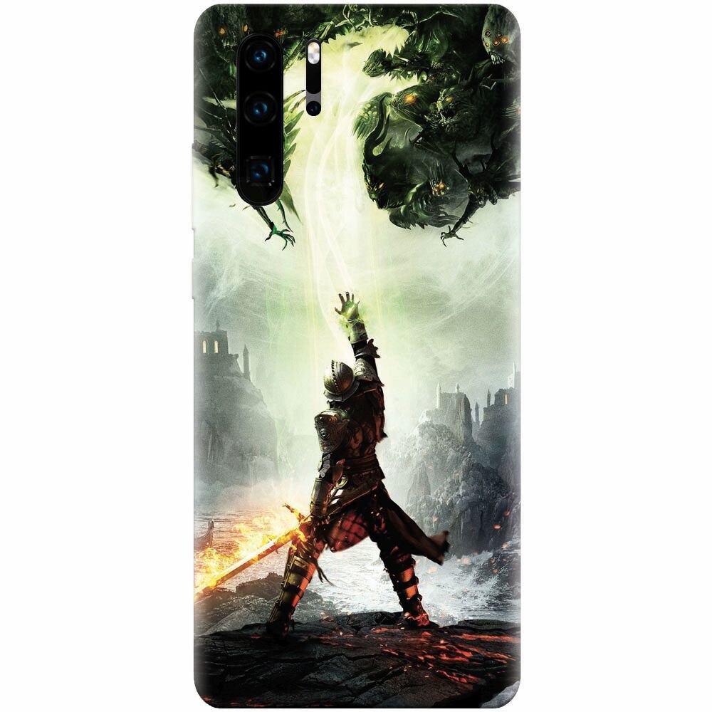 Husa silicon pentru Huawei P30 Pro, Green Dragon