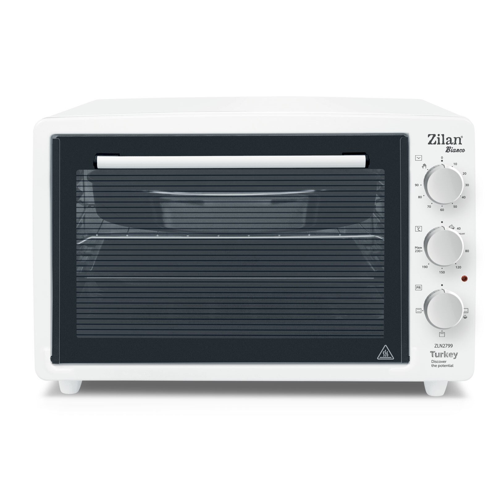 Cuptor electric Zilan ZLN-2799, capacitate mare 34 Litri, 1500W, Timer, Gratar, 2 Tavi incluse, Alb