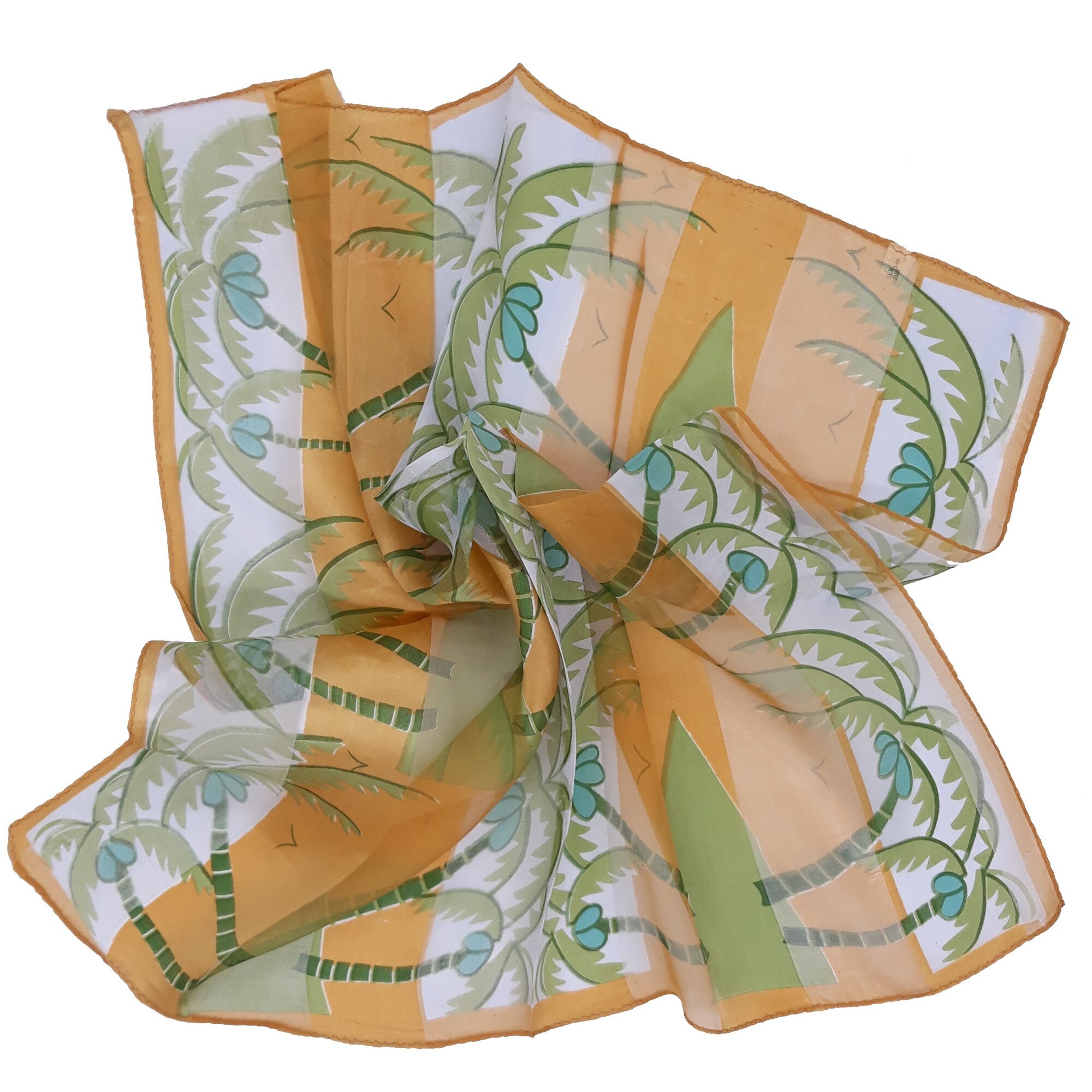 Esarfa dama, din matase naturala,patrata, multicolora,imprimeu tropical, dimensiune 50/50 cm