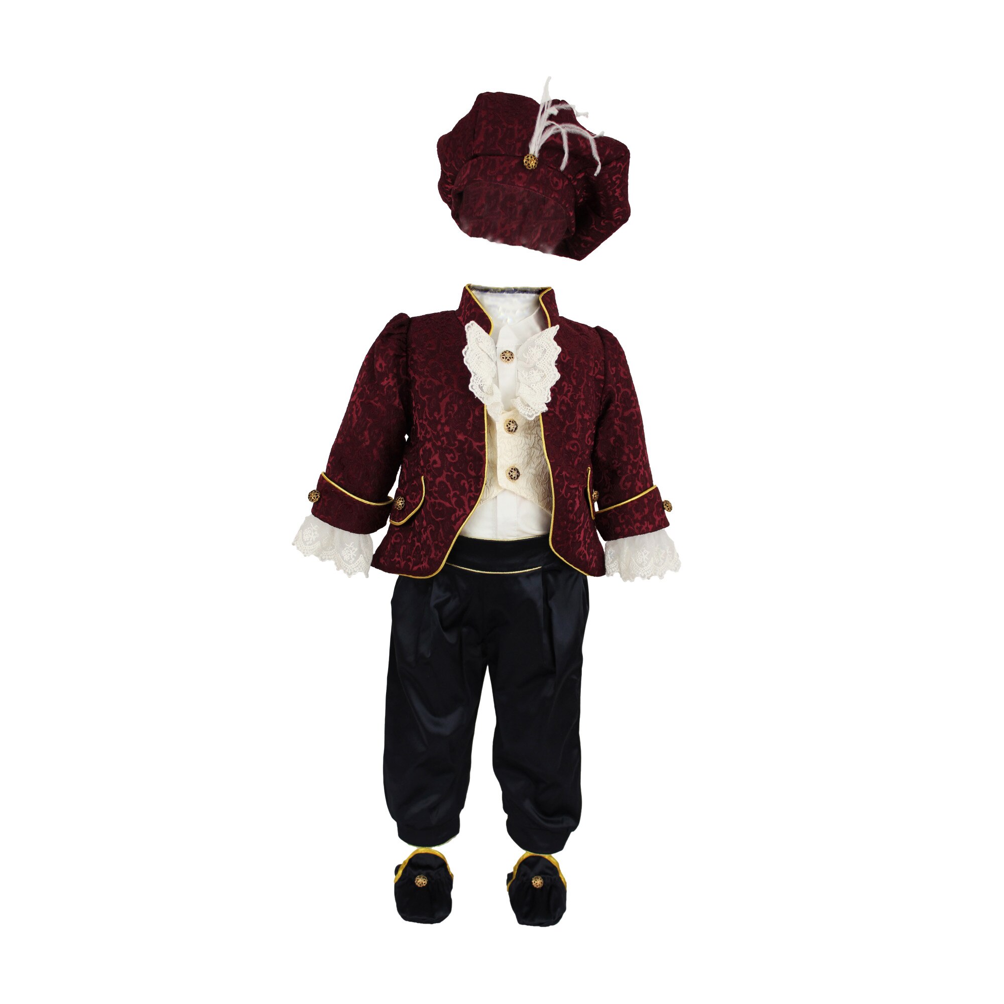 Costum botez model Micul Print bordeaux, varsta 6-9 luni