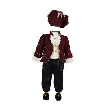 Costum botez model Micul Print bordeaux, varsta 6-9 luni Costum botez model Micul Print bordeaux, varsta 6-9 luni