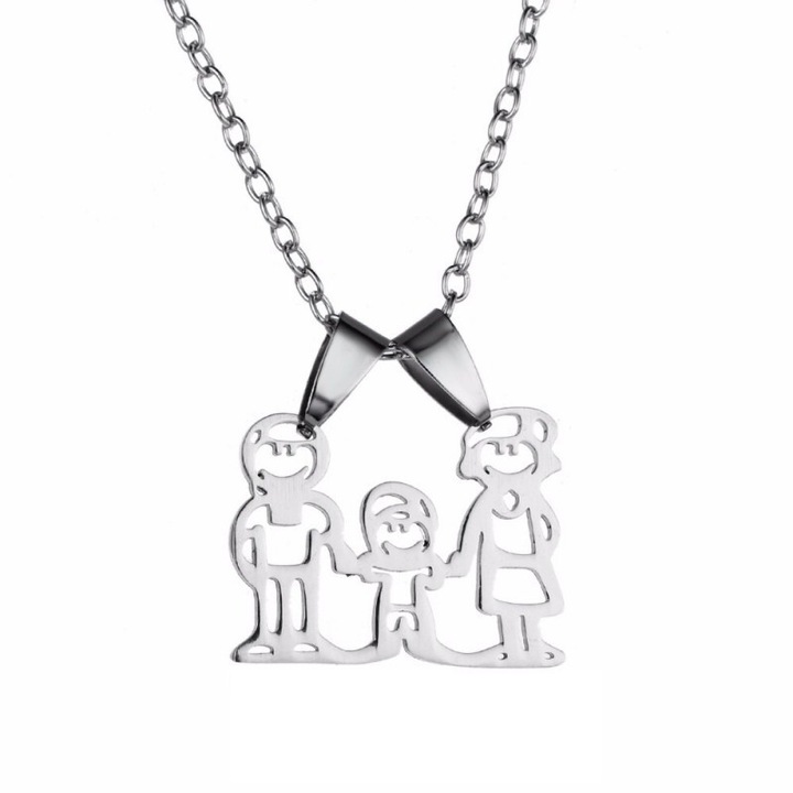 Lantisor Cu Pandantiv Best Friends My Family, Inox, med2008, Argintiu