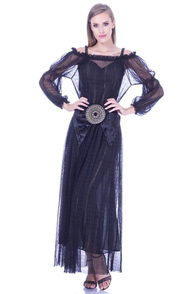 Rochie voal negru cu cordon Liza Panait I-87E