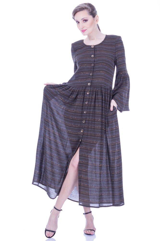 Rochie oliv/auriu bumbac Liza Panait I-90E