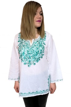 Bluza indian style broderie, Cara, Alb, M-L Bluza indian style broderie, Cara, Alb, M-L